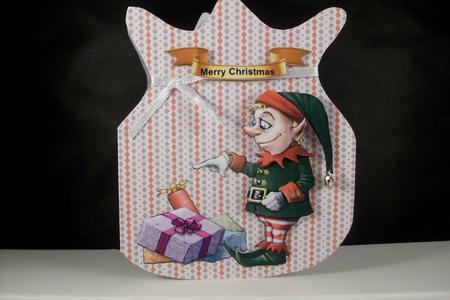 Red Striped Elf Christmas Bag by Denise Mynard