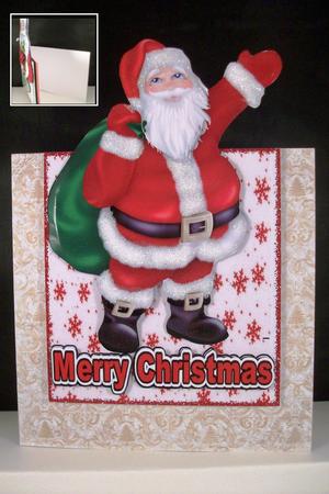 Santa with His Sack of Pressies, Over the Edge Card by Denise Mynard
