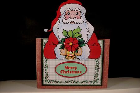 Jolly Santa with Bells Over the Edge Card by Denise Mynard