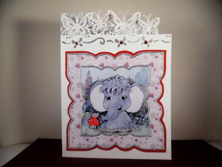 The Elephant and the Snail 6x6 Card with Decoupage by Denise Mynard
