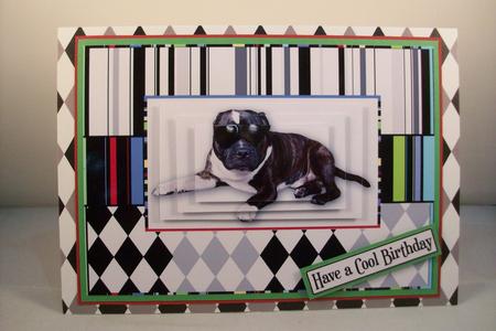 Staffie Cool & Liquorice Stripe Pyramid Topper by Denise Mynard