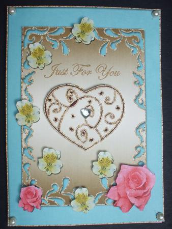 Heart Roses & Lilies Just for You (light Turquoise) by Dennis Sharp