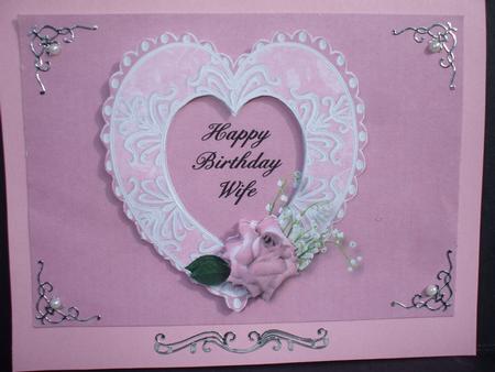 Hearts and Roses Wife Birthday Card Front by Dennis Sharp