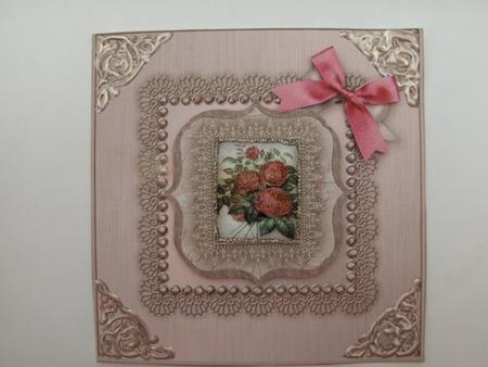8 x 8 Metallic Lace and Bow Card Front by Dennis Sharp