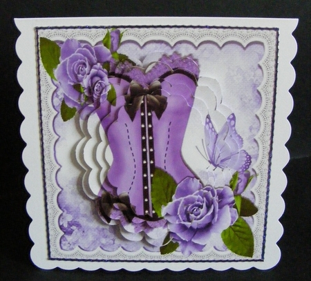 Pretty Purple Basque with Roses Scalloped Oval Pyramids by Diana Holmes