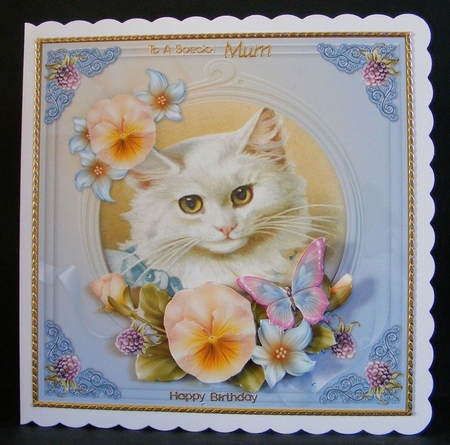 Vintage Cat Best Wishes 7x7 Cf. by Diana Holmes