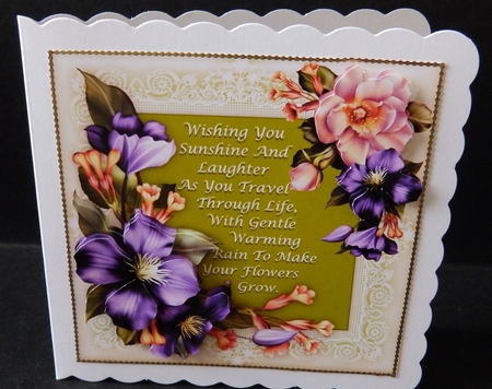 Clematis in Your Garden - 7" x 7" Card Topper with Decoupage by Diana Holmes