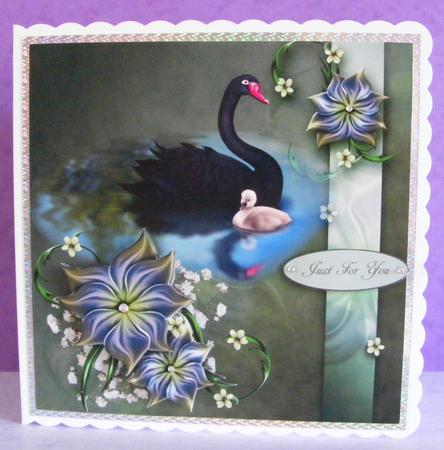Black Swan and Baby Topper with Decoupage by Diana Holmes
