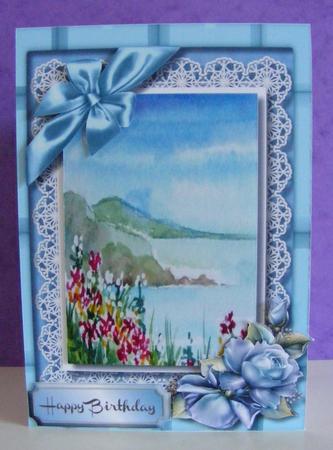 Beautiful Sea Scene with Blue Roses  by Diana Holmes