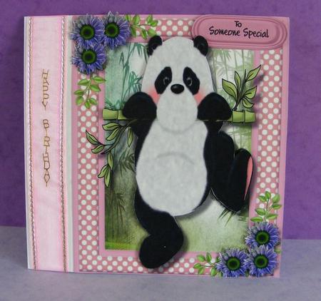 Lovely Pink Panda Swining on a Cane  by Diana Holmes