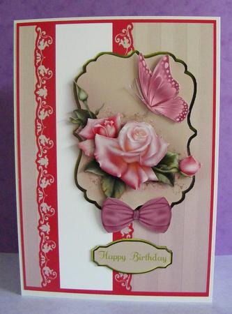 Edwardian Pink Card Front by Diana Holmes