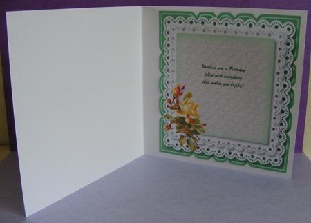 Incert ,green with Yellow Roses 8x8 by Diana Holmes