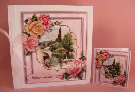 Beautiful Scene with Swans and Roses by Diana Holmes