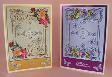 2 Floral Toppers with Butterflies by Diana Holmes