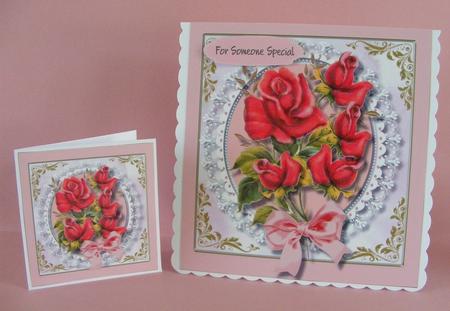 Beautiful Roses on a Lace Mat  by Diana Holmes