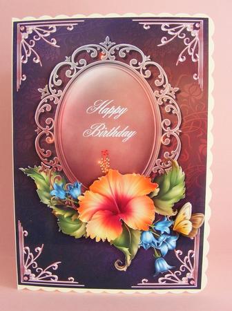 Birthday Hibiscus and Bells Card Front by Diana Holmes
