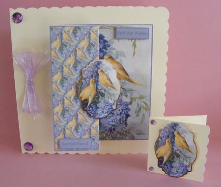 Yellow Birds Fold Back Card and Toppers by Diana Holmes