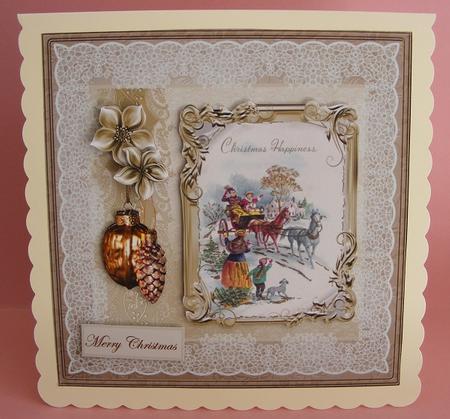 Vintage Christmas Visitors 7x7 Card with Decouapage by Diana Holmes