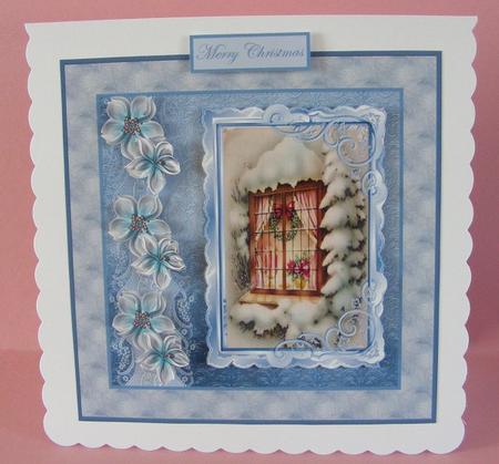 Vintage Christmas Window 7x7 Card with Decoupage by Diana Holmes
