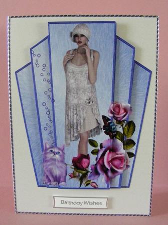 Art Deco Cat and Roses by Diana Holmes
