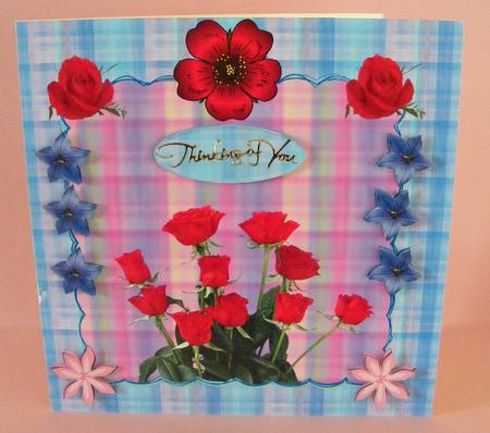 Plaid Mothers Day Floral Card Front by Diana Holmes