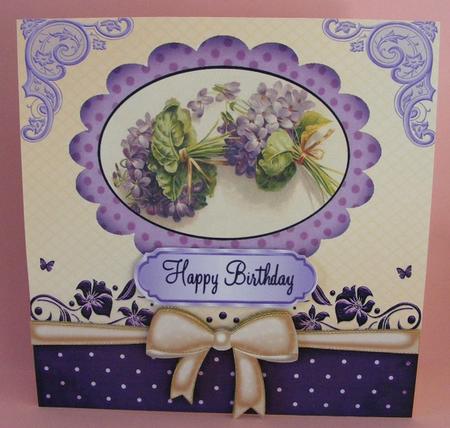 Lilac Flowers in Scalloped Frame with Bow 8x8 by Diana Holmes