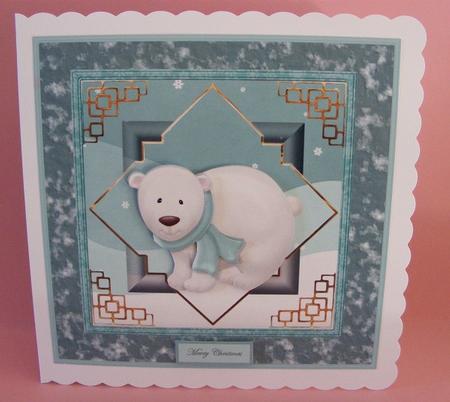 Polar Bear in the Snow 7x7 Card with Decoupage by Diana Holmes