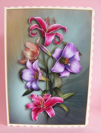 Pink and Purple Lilies Card Front by Diana Holmes