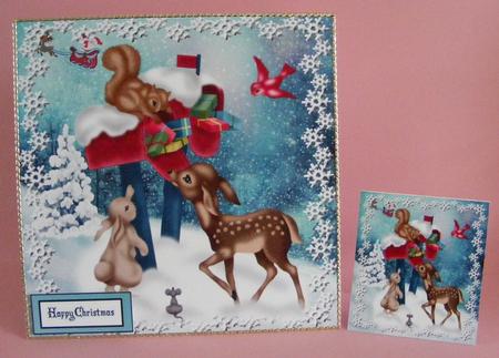 Santa Has Left Pressies, Cute Little Deer & Friends 8x8 by Diana Holmes