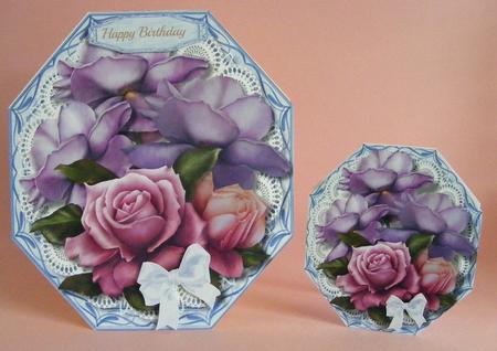 Lovely Lilac Octagonal Card with Beelop Roses  by Diana Holmes
