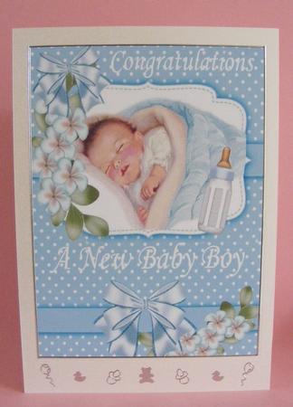 Sweet Dreams Baby Boy with His Bottle and Flowers A4 by Diana Holmes