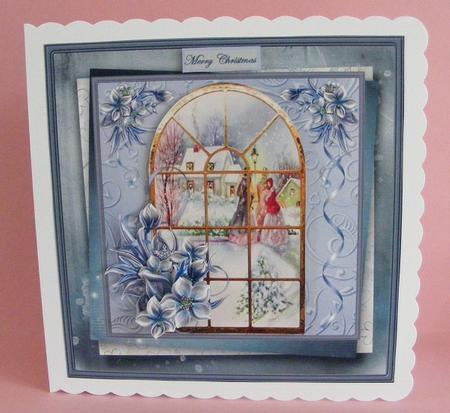 Carol Singers View Through the Window 7x7 Card by Diana Holmes