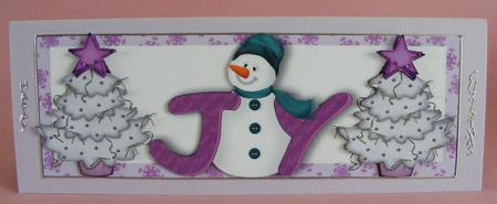 Snowman with Joy, with Christmas Trees Dl by Diana Holmes