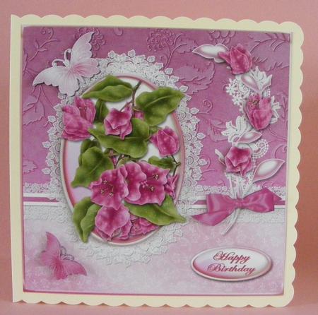 Bougainvillea Flowers Large Card Front by Diana Holmes
