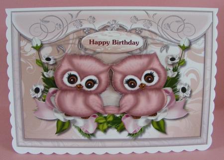 Cute Pink Owls by Diana Holmes