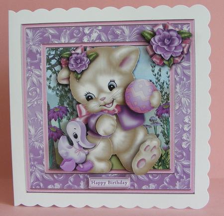 Kitty with Toys Card Front by Diana Holmes