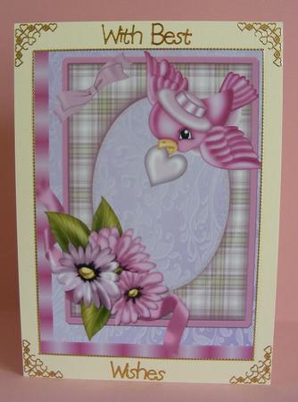 Beautiful Pink & Lilac Flowers & Little Pink Bird A4 by Diana Holmes