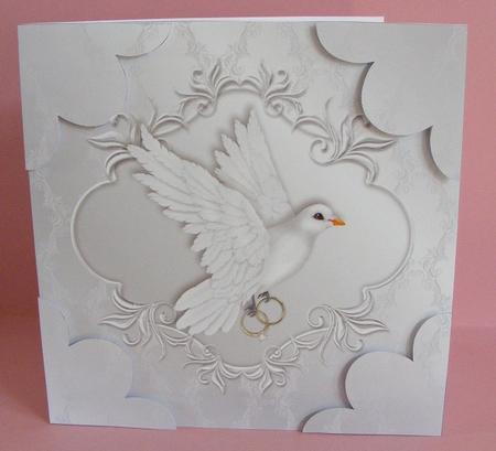 White Dove with Rings Quadro Petal Corner Stacker by Diana Holmes