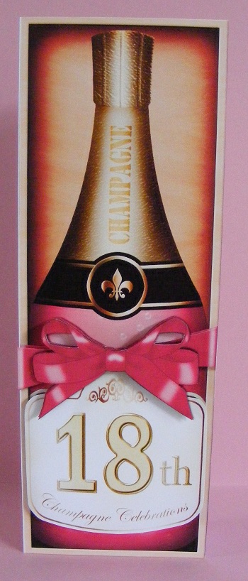 Large Dl 18th Champers in a Box Quick Card 3D Decoupage by Diana Holmes