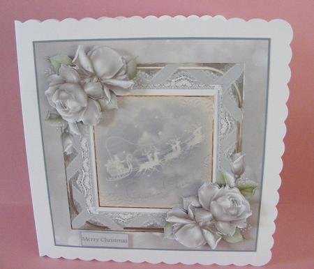 Santa Flying Through the Sky 7x7 Card by Diana Holmes