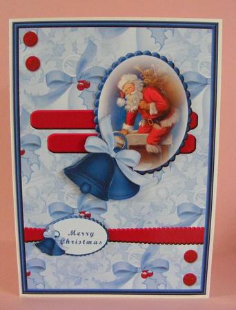 Santa & Bells Card Front by Diana Holmes