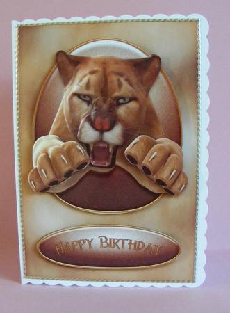 Puma (mountain Lion) A5 Birthday Topper by Diana Holmes