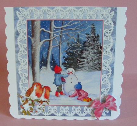 Building a Snowman with Decoupage Robins by Diana Holmes