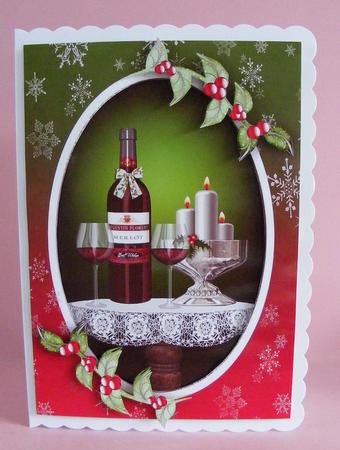 Christmas Wine Card Front and Topper by Diana Holmes