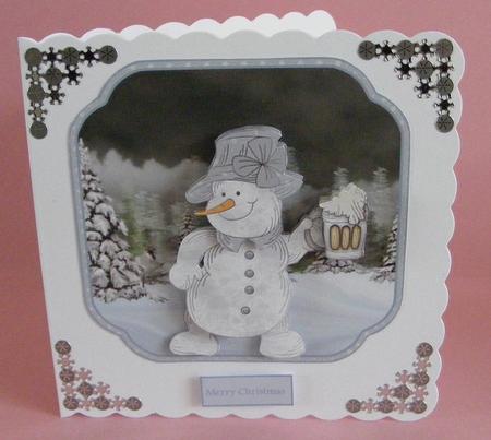 Snowman Cheers Shaped Card Front by Diana Holmes