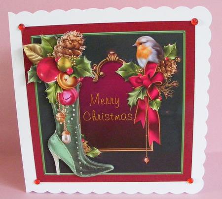 Christmas Boot with Robin by Diana Holmes