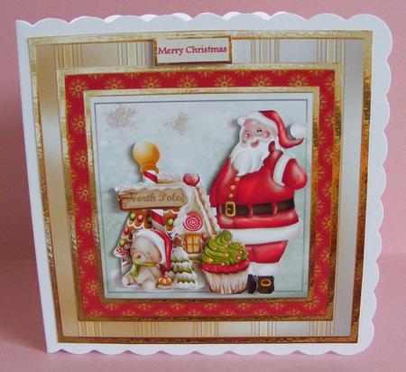 Santa at the North Pole 7x7 Card with Decoupage by Diana Holmes