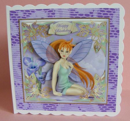 Beautiful Fairy in Lilac and Teal Square Card Front by Diana Holmes