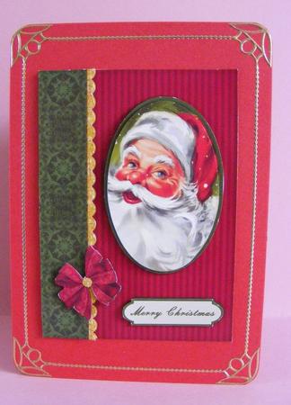 Christmas Card Santa Card Front Quick Card Decoupage with Border 1 by Diana Holmes