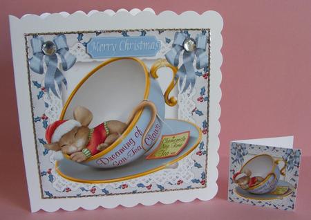 Sleepy Christmas Mouse Dreaming of San-tea-claws 8x8 by Diana Holmes